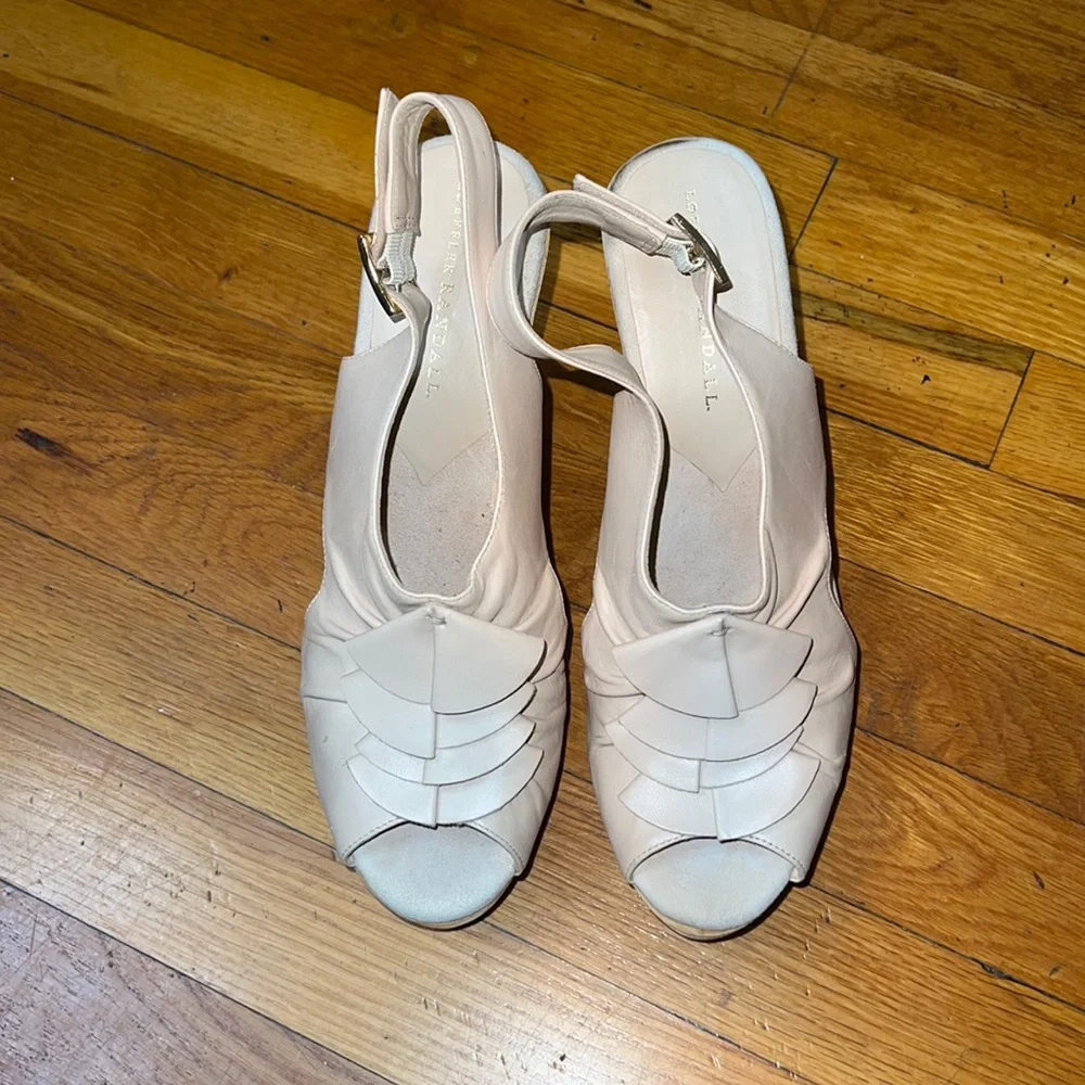 Loeffler Randall Leather Peep Toe Heels, size 10